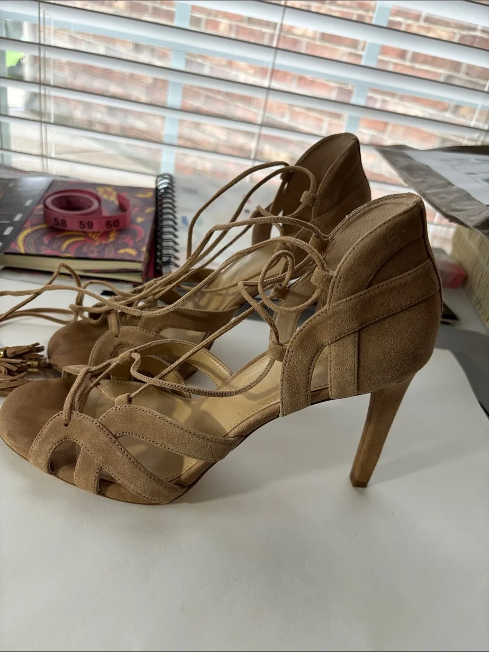 Taupe Suede Lace-Up Heels with MK Michael Kors Suede Pumps Gladiator Lace
